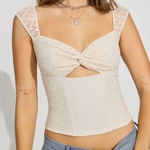 Garage Twist Front Going Out Top in Beige